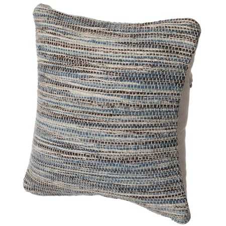 16 Handwoven Wool & Cotton Throw Pillow Cover With Woven Knit Texture, Blue